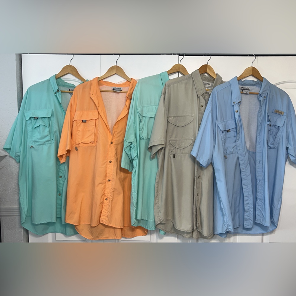 Lot of 5 Columbia fishing shirts XXL